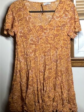 Patrons of Peace Mustard Paisley Mini Dress